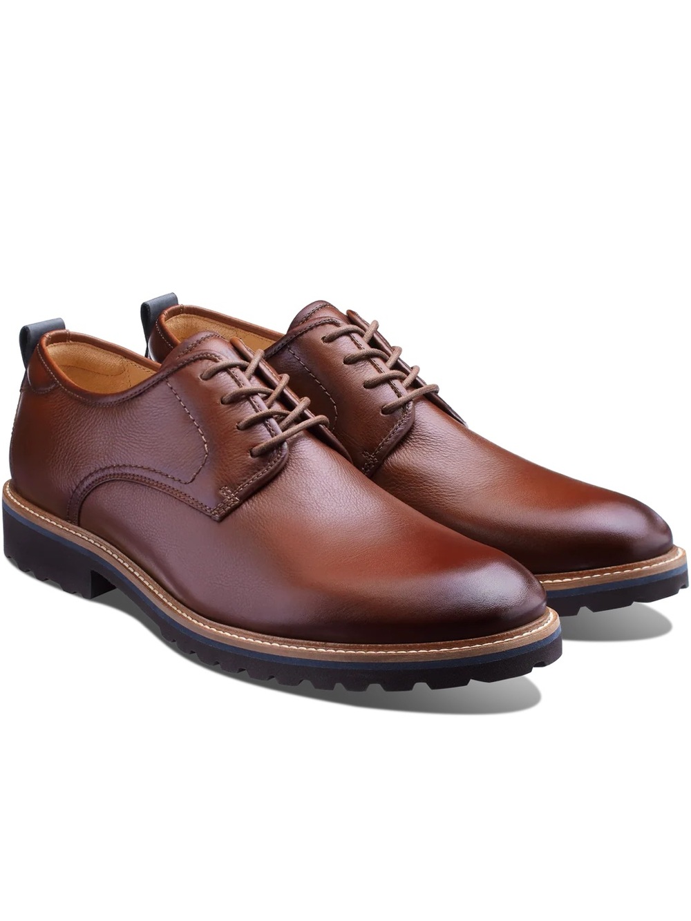 Samuel Hubbard Featherlight Founder Oxford in Brown Tumbled Leather, Size 9.5
